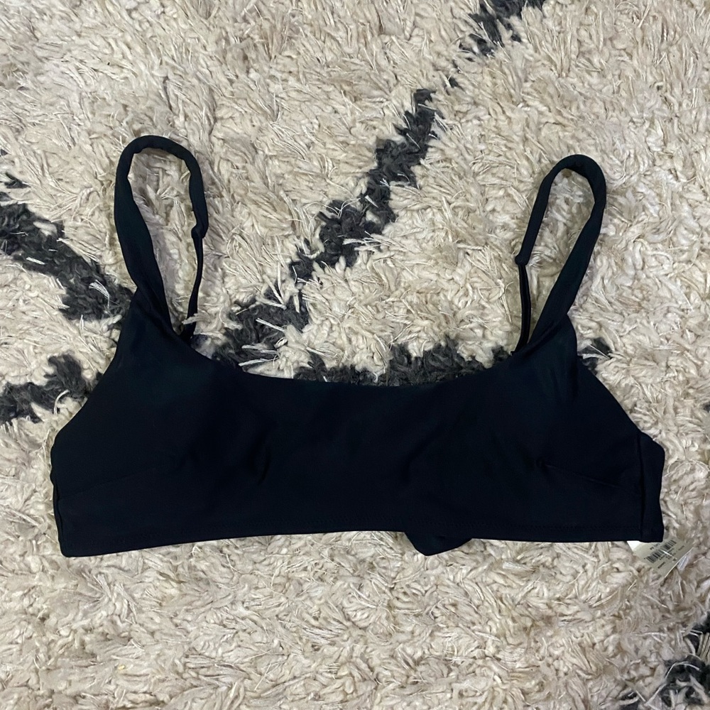 Aerie black padded scoop neck tie back bikini top NWT Size M